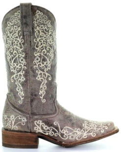 Corral Women's Brown Crater Embroidered Western Boots - Square Toe -Country Clothing Store 0450P9 41 RT