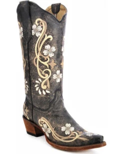 Circle G Women's Floral Embroidered Western Boots - Snip Toe