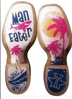 Tin Haul Women's Man Eater Shark Western Boots - Square Toe -Country Clothing Store 045S68 42 D2