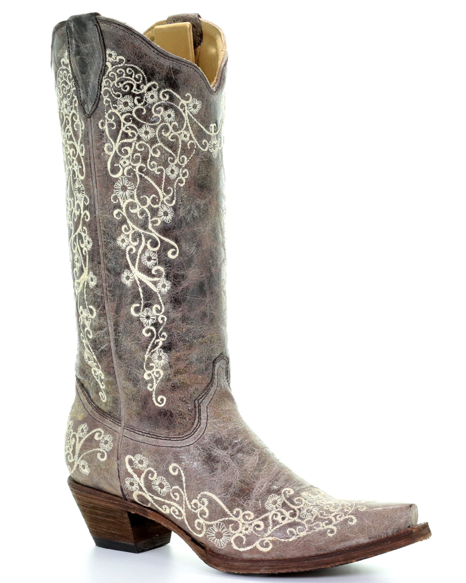 Corral Women's Crater With Bone Embroidery Western Boots - Snip Toe 3 Corral Women's Crater With Bone Embroidery Western Boots - Snip Toe
