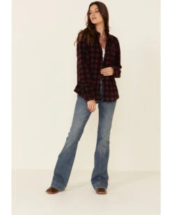 Outback Trading Co Women's Plaid Print Long Sleeve Fleece Shacket -Country Clothing Store 2000021370 646 P2