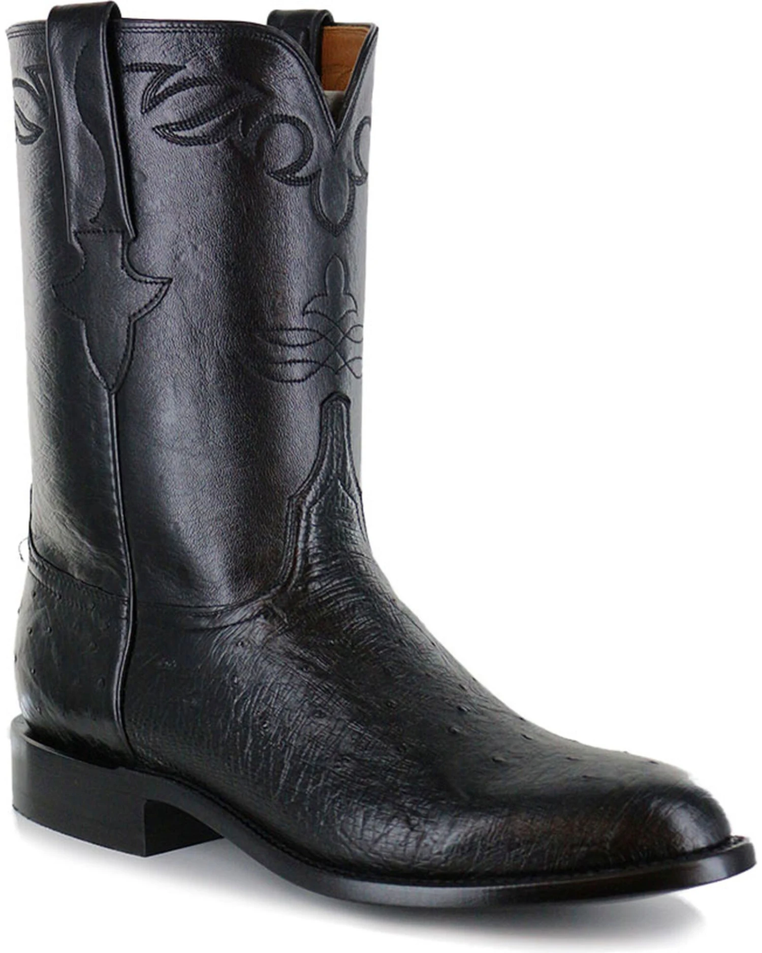 Lucchese Men's Handmade Ward Smooth Ostrich Roper Boots - Round Toe 7 Lucchese Men's Handmade Ward Smooth Ostrich Roper Boots - Round Toe - Image 5