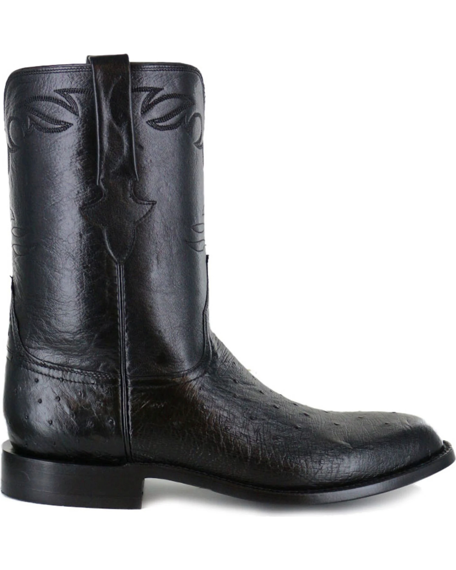 Lucchese Men's Handmade Ward Smooth Ostrich Roper Boots - Round Toe 4 Lucchese Men's Handmade Ward Smooth Ostrich Roper Boots - Round Toe - Image 2