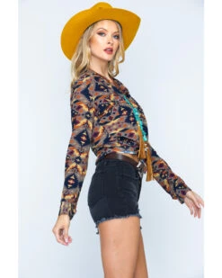 Ryan Michael Women's Aspen Southwestern Silk Print Long Sleeve Pearl Snap Western Shirt 10 Ryan Michael Women's Aspen Southwestern Silk Print Long Sleeve Pearl Snap Western Shirt -Country Clothing Store 2000213031 020 D2