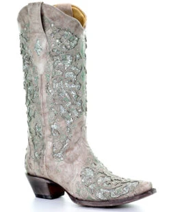 Corral Women's Glitter Inlay & Crystals Boots - Snip Toe -Country Clothing Store 2000213127 100 P1