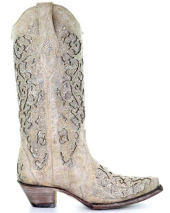 Corral Women's Glitter Inlay And Crystals Wedding Boots - Snip Toe -Country Clothing Store 2000213128 100 RT