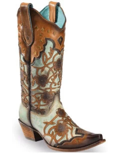 Corral Women's Flowers Overlay & Studs Western Boots - Snip Toe 12 Corral Women's Flowers Overlay & Studs Western Boots - Snip Toe -Country Clothing Store 2000214119 200 P1