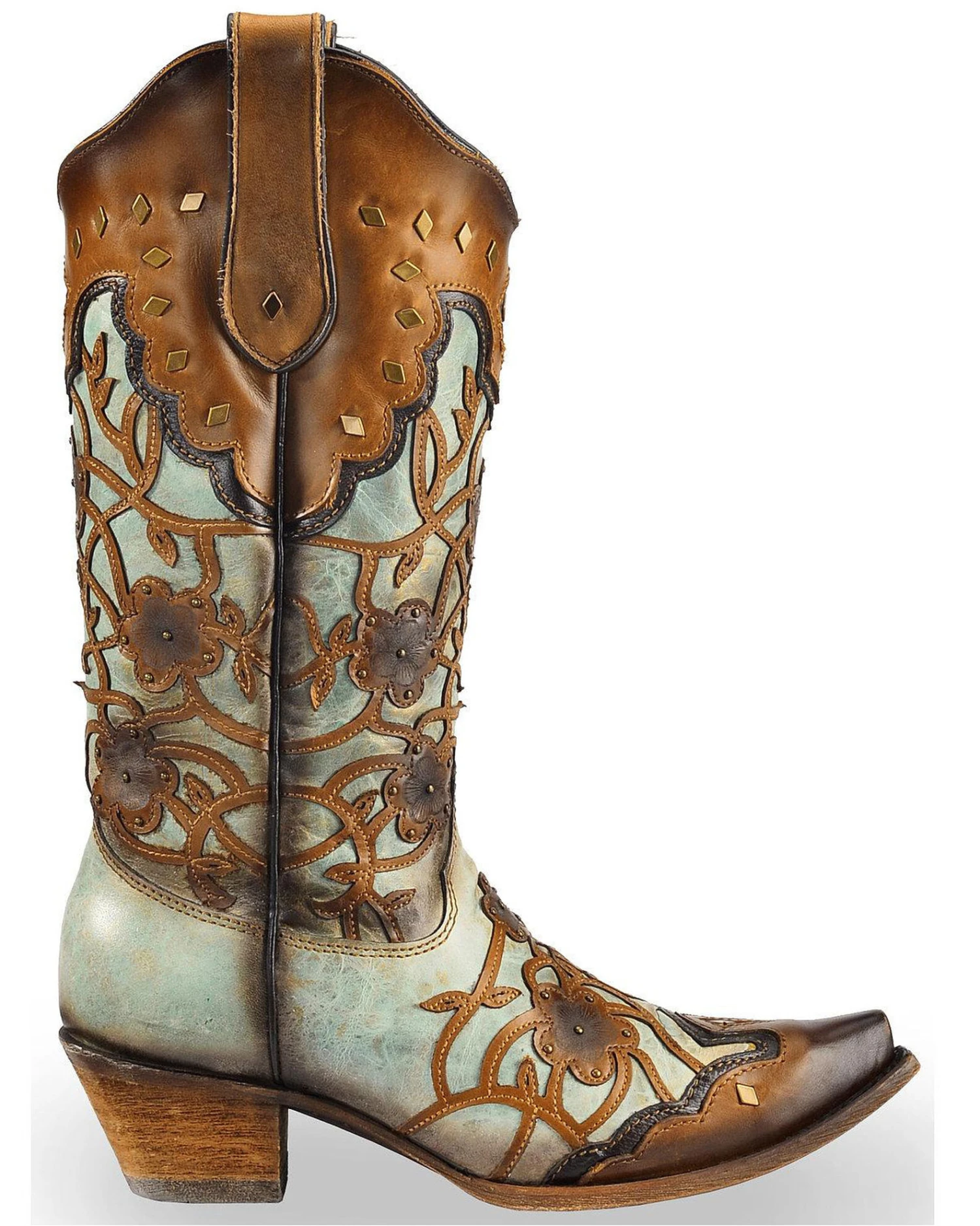 Corral Women's Flowers Overlay & Studs Western Boots - Snip Toe 3 Corral Women's Flowers Overlay & Studs Western Boots - Snip Toe