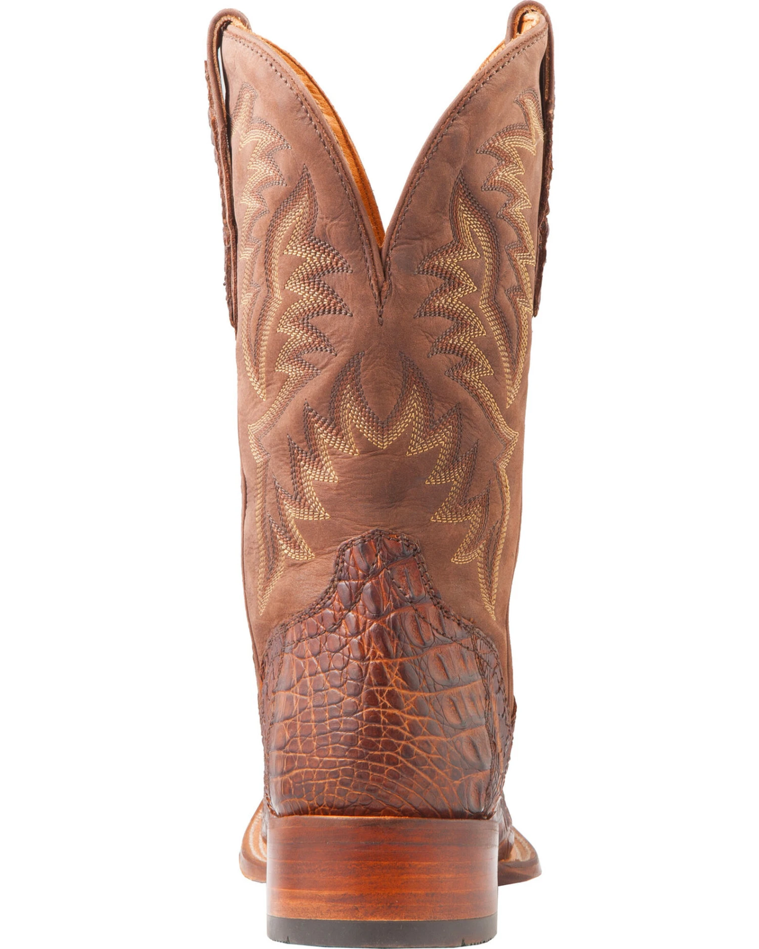 El Dorado Men's Handmade Caiman Back Brass Stockman Boots - Broad Square Toe 6 El Dorado Men's Handmade Caiman Back Brass Stockman Boots - Broad Square Toe - Image 4