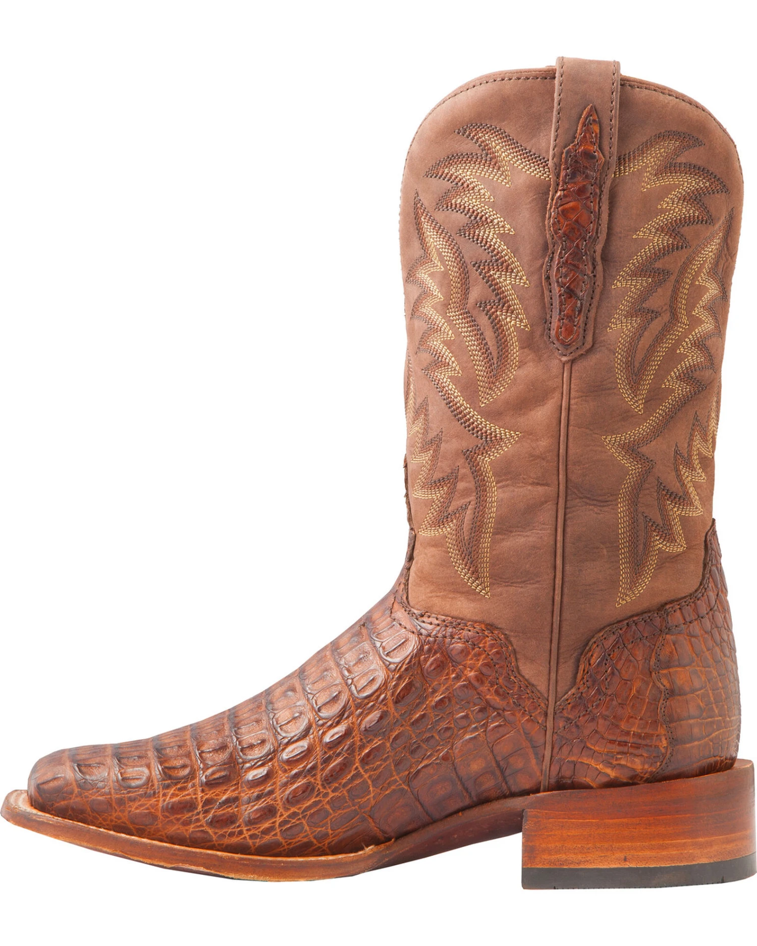 El Dorado Men's Handmade Caiman Back Brass Stockman Boots - Broad Square Toe 8 El Dorado Men's Handmade Caiman Back Brass Stockman Boots - Broad Square Toe - Image 6