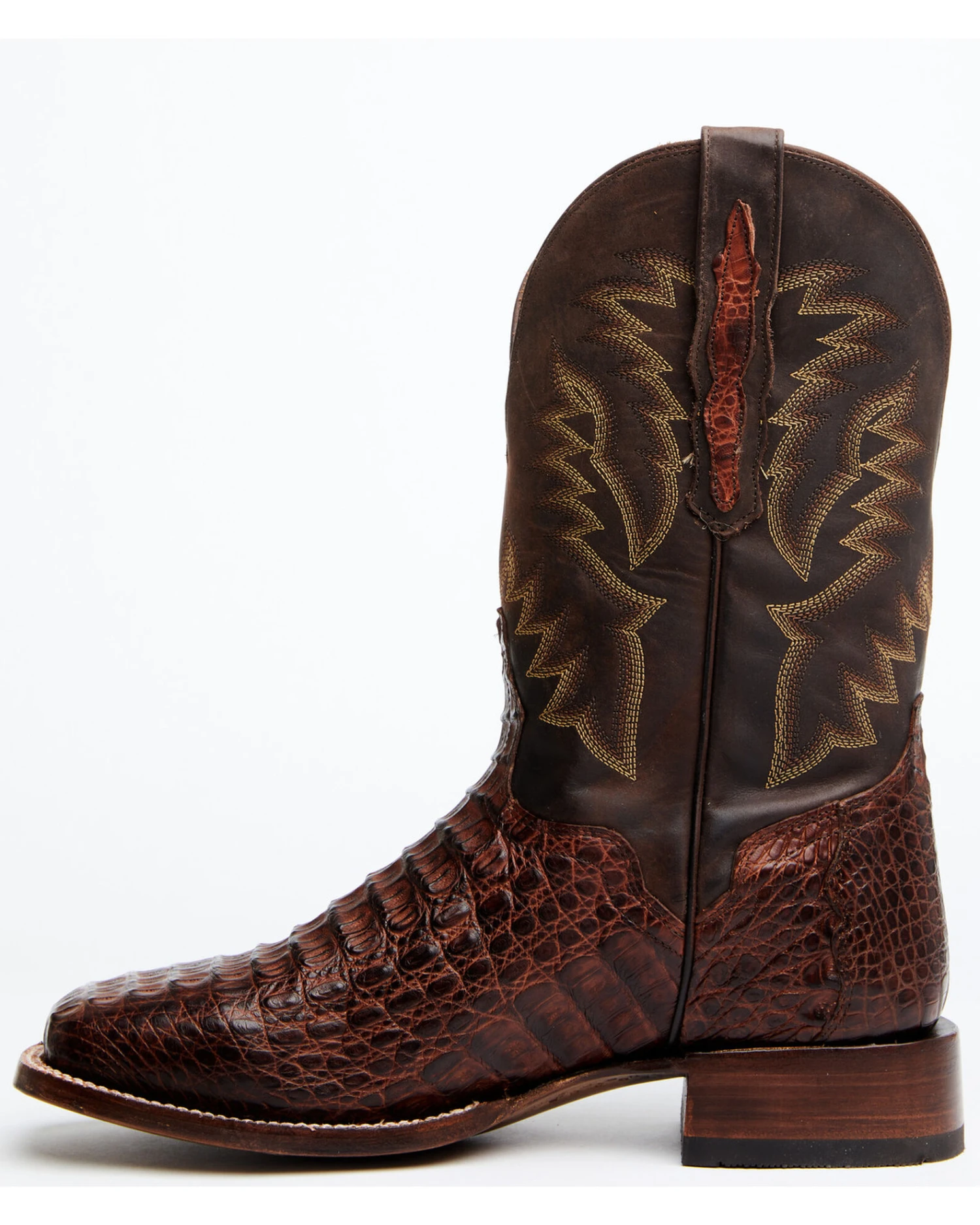 El Dorado Men's Handmade Caiman Back Brass Stockman Boots - Broad Square Toe 15 El Dorado Men's Handmade Caiman Back Brass Stockman Boots - Broad Square Toe - Image 13