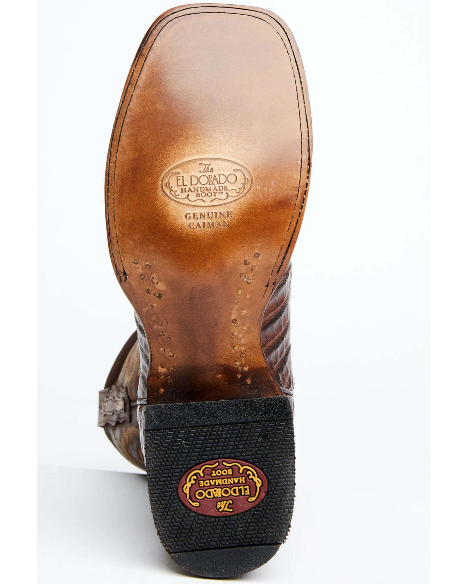 El Dorado Men's Handmade Caiman Back Brass Stockman Boots - Broad Square Toe 7 El Dorado Men's Handmade Caiman Back Brass Stockman Boots - Broad Square Toe - Image 5