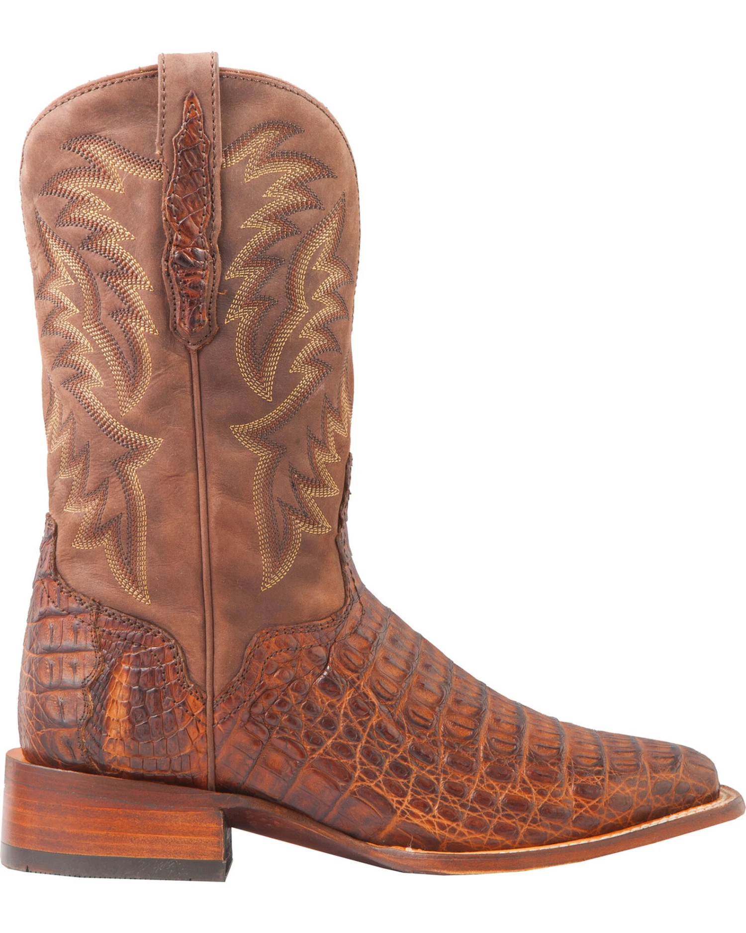 El Dorado Men's Handmade Caiman Back Brass Stockman Boots - Broad Square Toe 13 El Dorado Men's Handmade Caiman Back Brass Stockman Boots - Broad Square Toe - Image 11