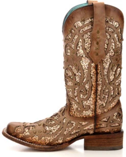 Corral Women's Orix Glitter Inlay & Studded Western Boots - Square Toe -Country Clothing Store 2000229513 200 LT