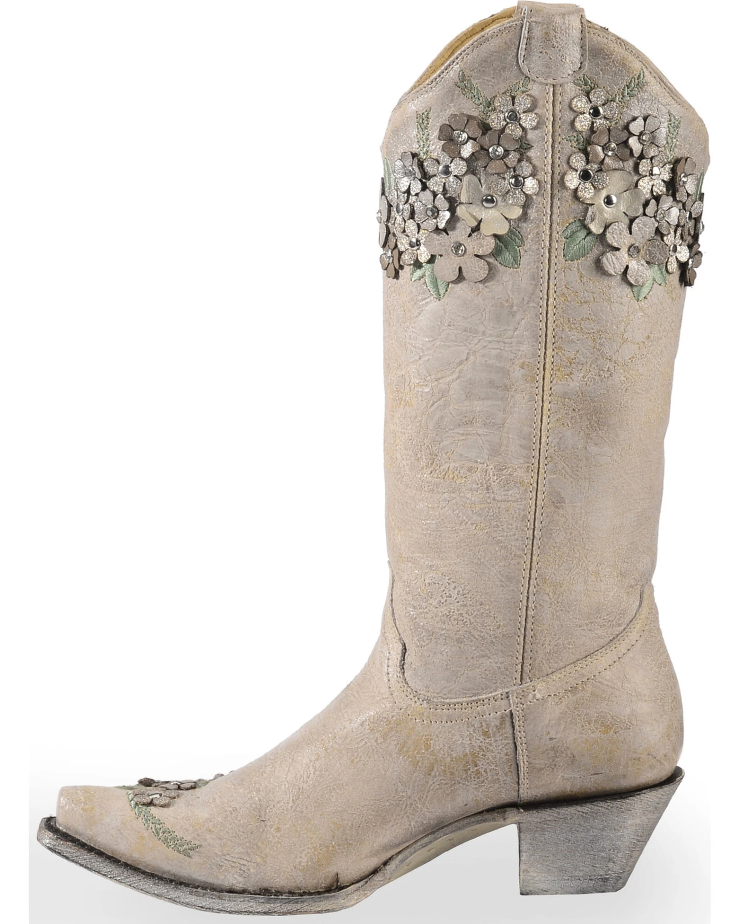 Corral Women's Floral Overlay Embroidered Stud And Crystals Western Boots - Snip Toe 6 Corral Women's Floral Overlay Embroidered Stud And Crystals Western Boots - Snip Toe - Image 4