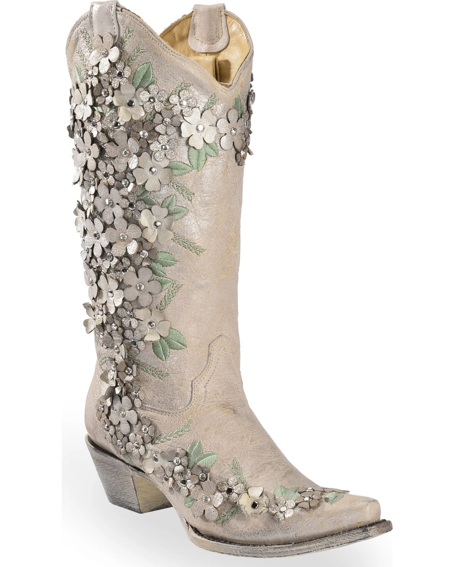 Corral Women's Floral Overlay Embroidered Stud And Crystals Western Boots - Snip Toe 7 Corral Women's Floral Overlay Embroidered Stud And Crystals Western Boots - Snip Toe - Image 5