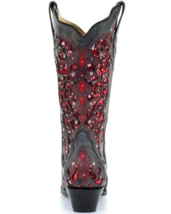 Corral Women's Crystal And Red Sequin Inlay Western Boots - Snip Toe -Country Clothing Store 2000241023 001 BK