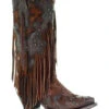 Corral Women's Leopard Stud & Fringe Western Boots - Snip Toe -Country Clothing Store 2000241028 271 P1