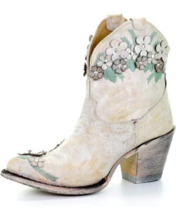 Corral Women's Floral Overlay Booties - Round Toe -Country Clothing Store 2000253486 100 D1
