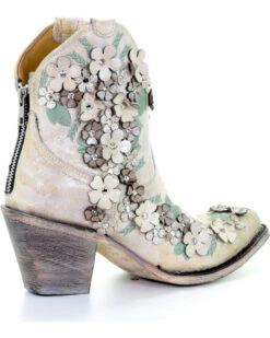 Corral Women's Floral Overlay Booties - Round Toe -Country Clothing Store 2000253486 100 D2