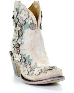 Corral Women's Floral Overlay Booties - Round Toe -Country Clothing Store 2000253486 100 D7