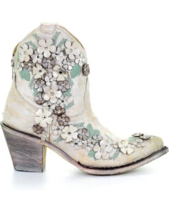 Corral Women's Floral Overlay Booties - Round Toe -Country Clothing Store 2000253486 100 RT