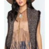 Cripple Creek Women's Crochet Knit Rabbit Fur Trim Vest -Country Clothing Store 2000253652 240 P3