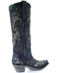 Corral Women's Tall Studded Overlay & Crystals Western Boots - Snip Toe -Country Clothing Store 2000253796 001 D2