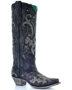 Corral Women's Tall Studded Overlay & Crystals Western Boots - Snip Toe -Country Clothing Store 2000253796 001 P1