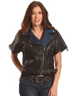 Tractr Women's Short Sleeve Leather Jacket -Country Clothing Store 2000254528 001 D2