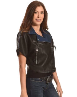 Tractr Women's Short Sleeve Leather Jacket -Country Clothing Store 2000254528 001 D3
