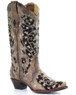 Corral Women's Floral Embroidered Western Boots - Snip Toe -Country Clothing Store 2000257878 200 P1