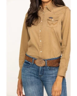 Wrangler Women's Solid Long Sleeve Snap Western Shirt -Country Clothing Store 2000266025 280 P5
