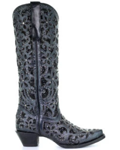 Corral Women's Floral Inlay Western Boots - Snip Toe -Country Clothing Store 2000274387 001 P2