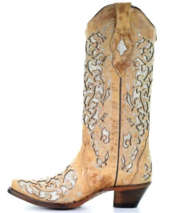 Corral Women's Glitter Floral Inlay Western Boots - Snip Toe -Country Clothing Store 2000276659 250 P3