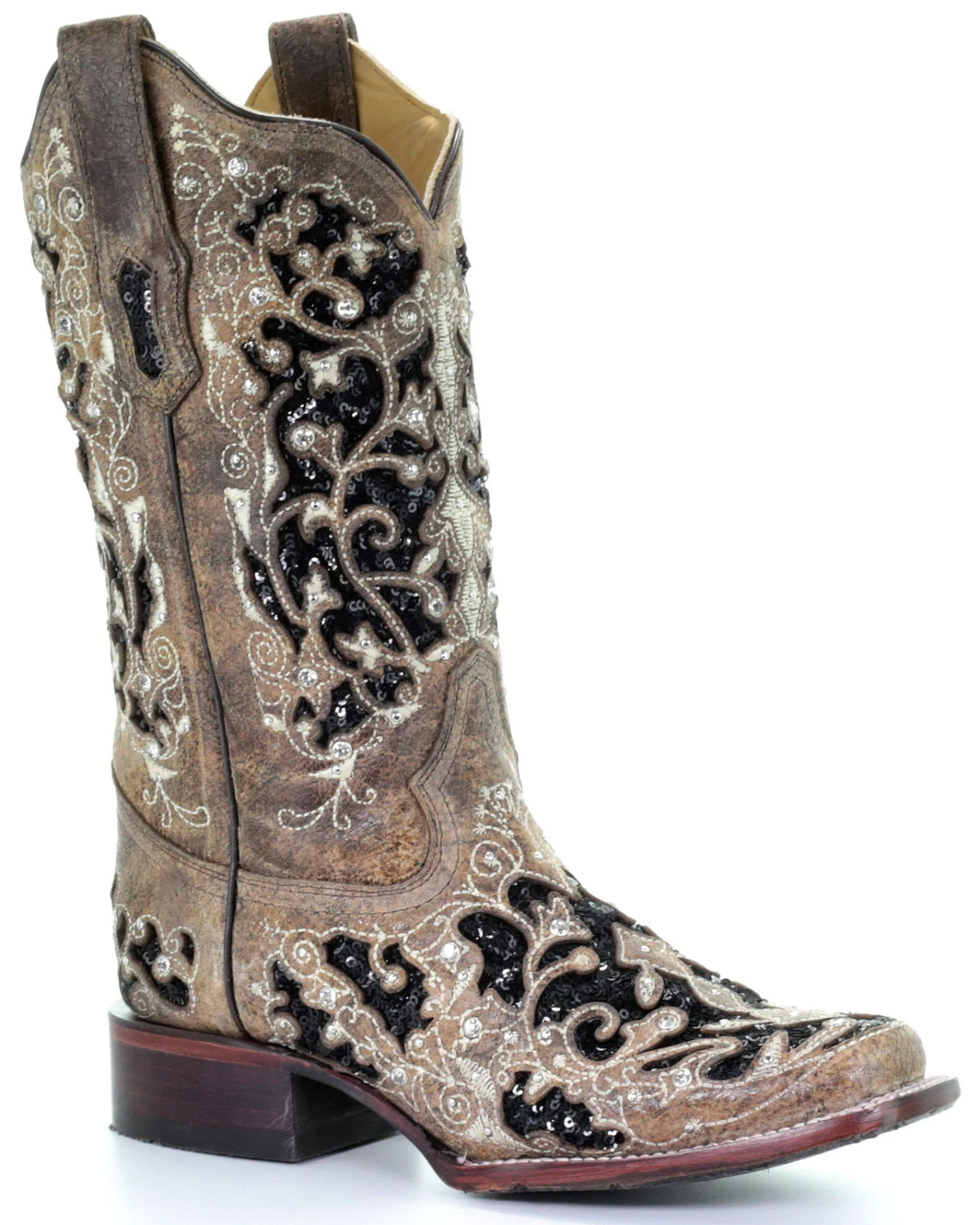Corral Women's Sequin Inlay Western Boots - Square Toe 3 Corral Women's Sequin Inlay Western Boots - Square Toe