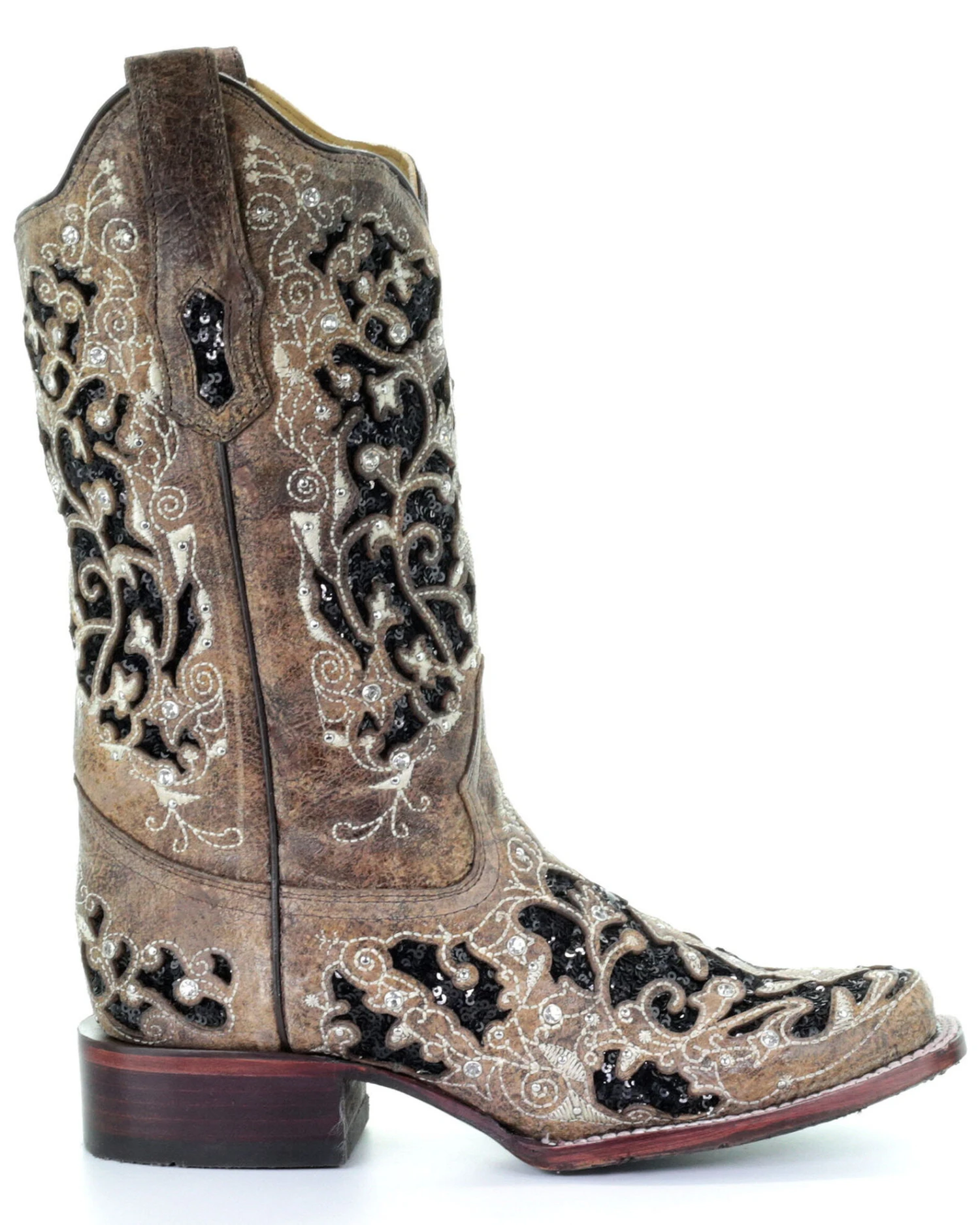 Corral Women's Sequin Inlay Western Boots - Square Toe 6 Corral Women's Sequin Inlay Western Boots - Square Toe - Image 4