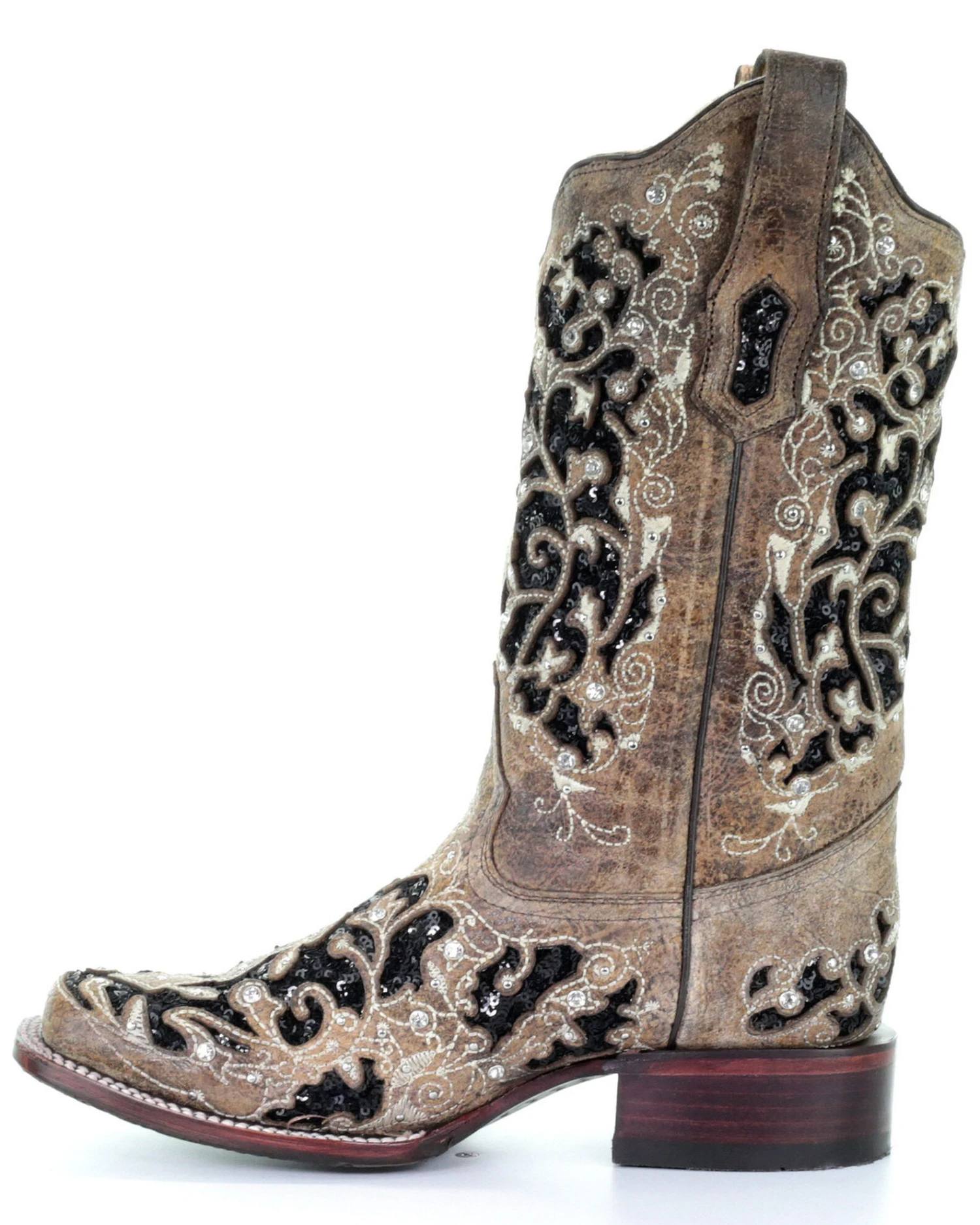 Corral Women's Sequin Inlay Western Boots - Square Toe 7 Corral Women's Sequin Inlay Western Boots - Square Toe - Image 5