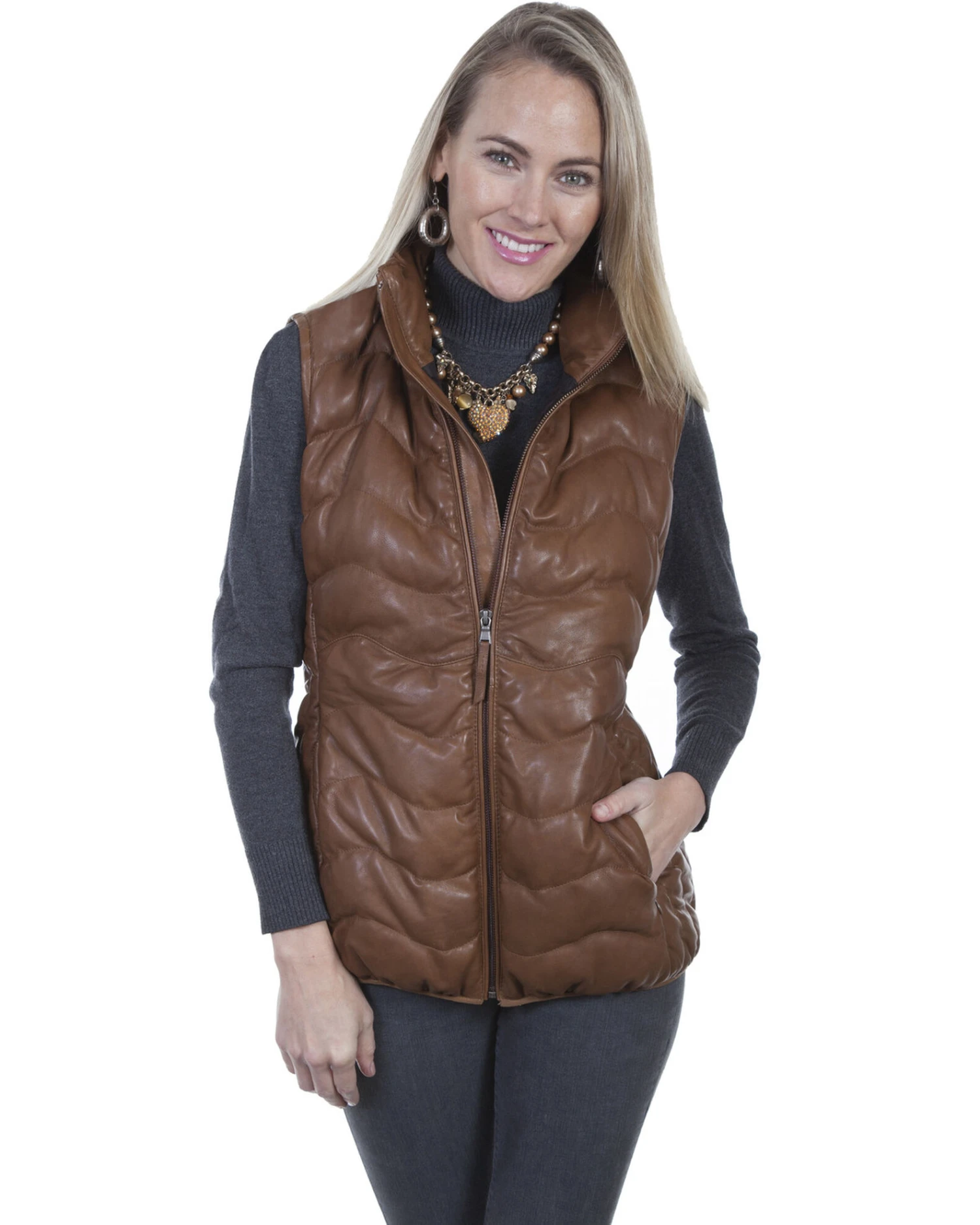 Leatherwear By Scully Women's Quilted Leather Vest 4 Leatherwear By Scully Women's Quilted Leather Vest - Image 2
