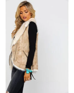 Honey Creek By Scully Women's Beige Faux Fur Vest -Country Clothing Store 2000280568 250 P5