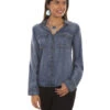 Scully Honey Creek By Sully Women's Denim Hi-Low Lace-Up Blouse -Country Clothing Store 2000281333 400 P1