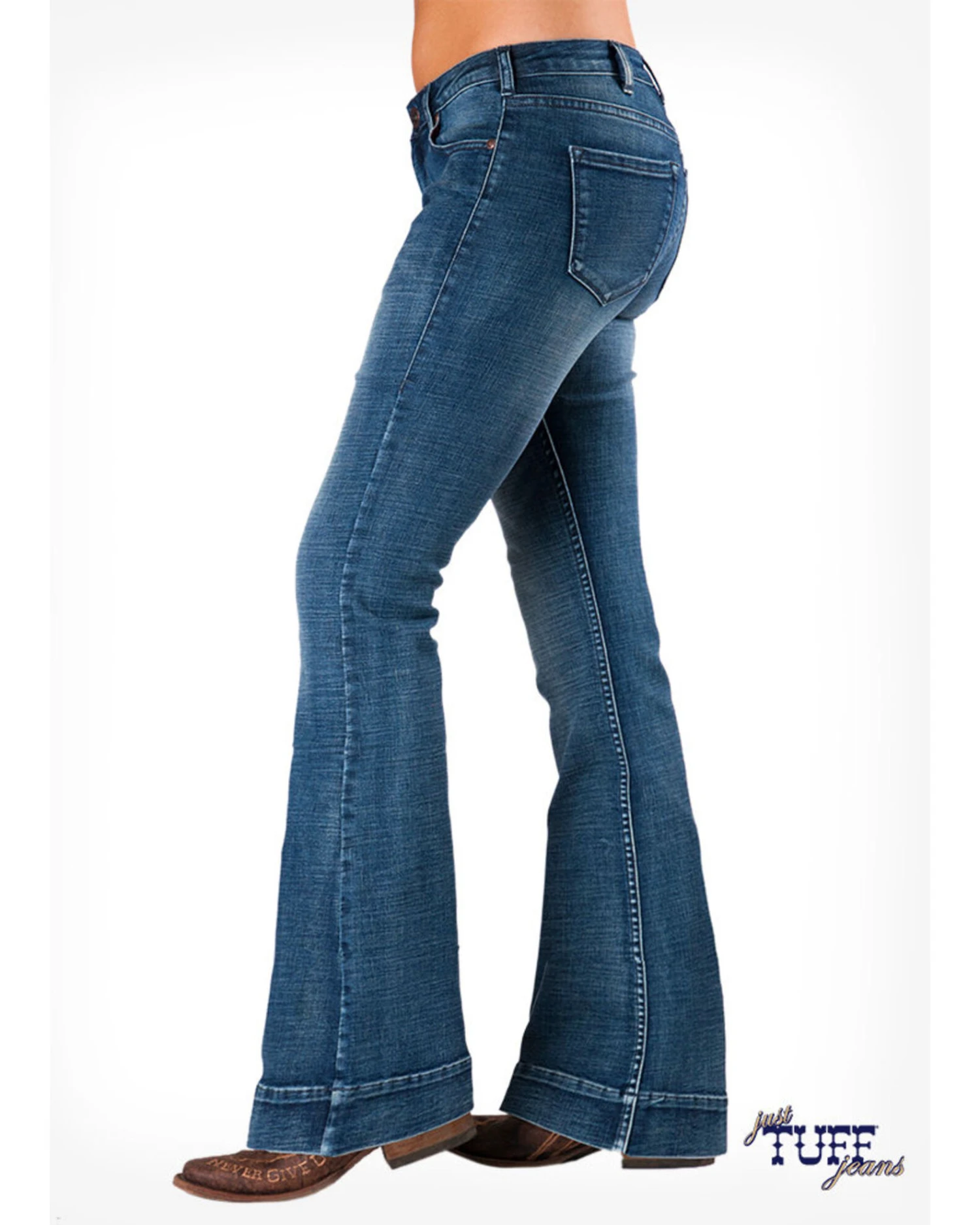 Cowgirl Tuff Women's Medium Wash Natural Waist Trousers 4 Cowgirl Tuff Women's Medium Wash Natural Waist Trousers - Image 2