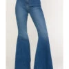 Free People Women's Dark Wash High Rise Just Float On Flare Jeans