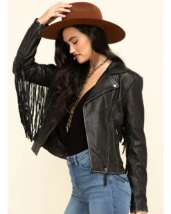 STS Ranchwear Women's Black Chenae Fringe Leather Jacket -Country Clothing Store 2000285667 001 P3