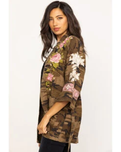 Johnny Was Women's Molly Camo Yuki Trapunto Linen Kimono -Country Clothing Store 2000285855 900 P3