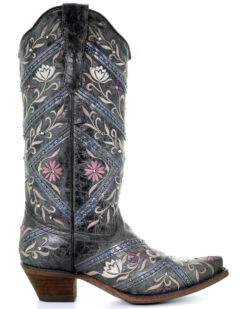 Corral Women's Floral Embroidery & Rhinestones Western Boots - Snip Toe -Country Clothing Store 2000288724 001 P2