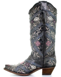 Corral Women's Floral Embroidery & Rhinestones Western Boots - Snip Toe -Country Clothing Store 2000288724 001 P3