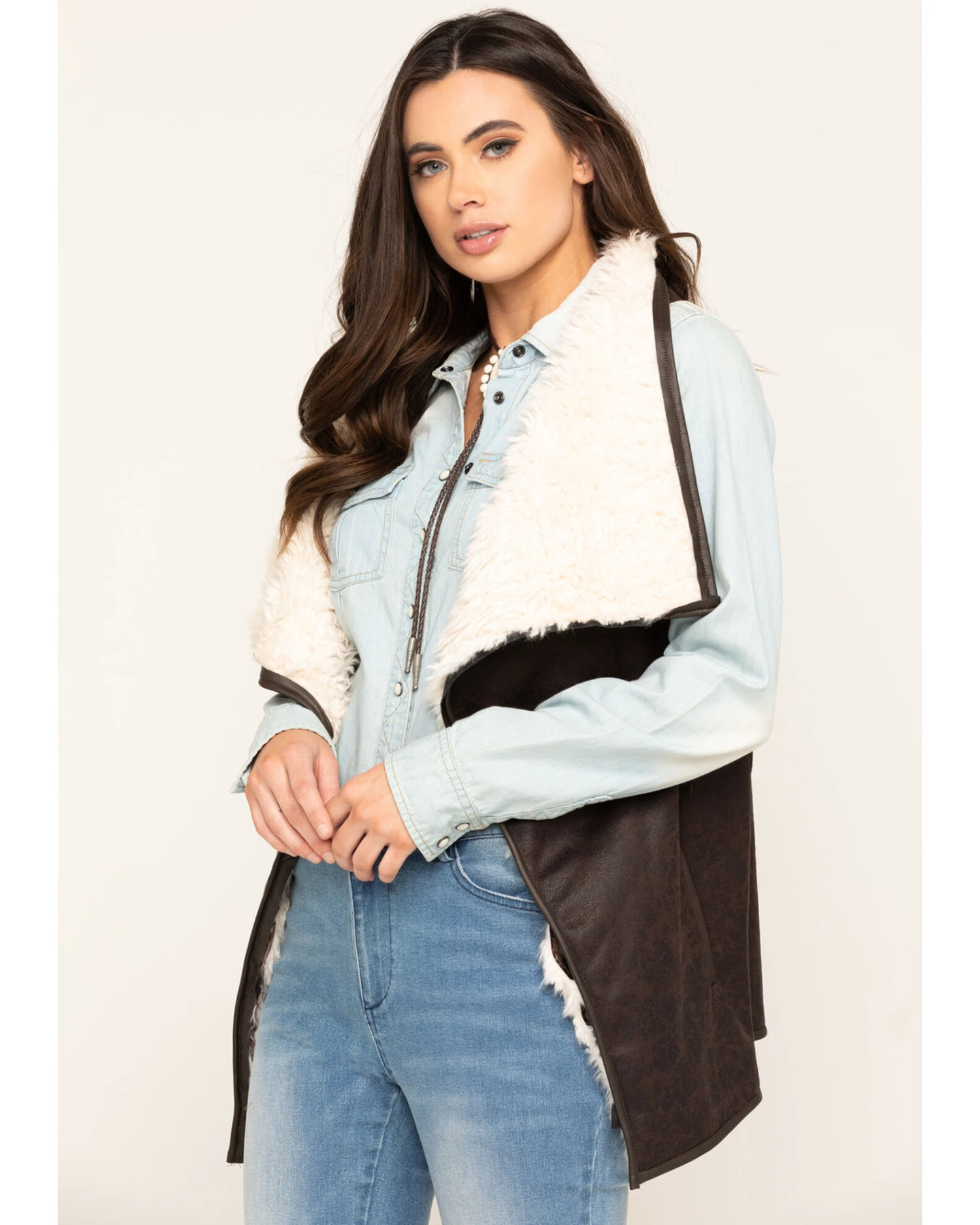 Cripple Creek Women's Pine Cone Faux Shearling Wrap Vest 4 Cripple Creek Women's Pine Cone Faux Shearling Wrap Vest - Image 2