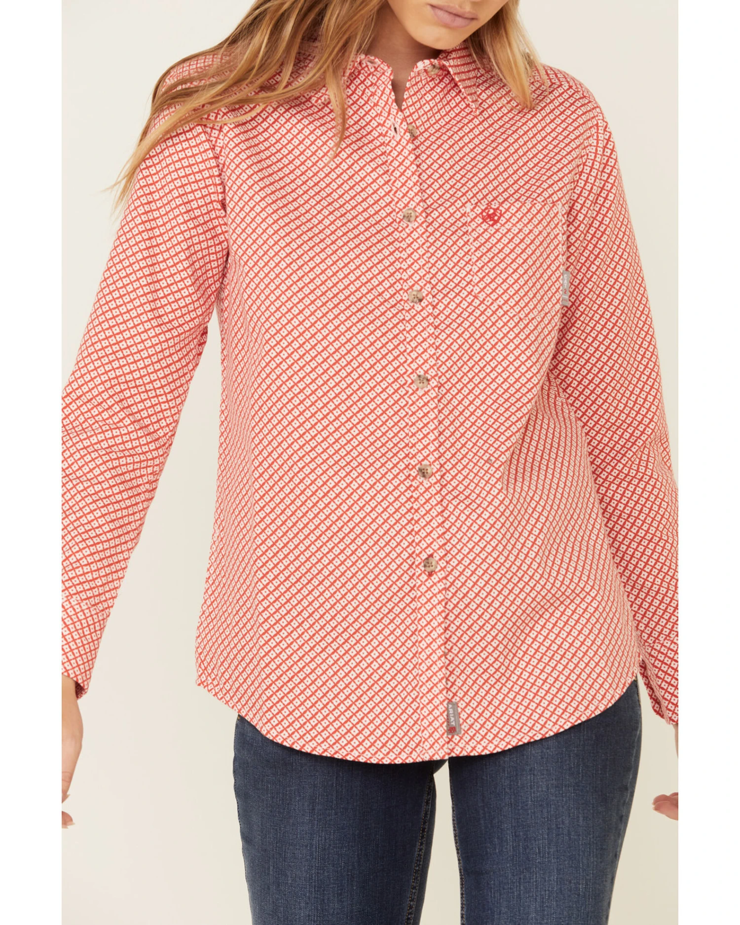 Ariat Women's FR Sofia Geo Print Long Sleeve Button Down Work Shirt 6 Ariat Women's FR Sofia Geo Print Long Sleeve Button Down Work Shirt - Image 4