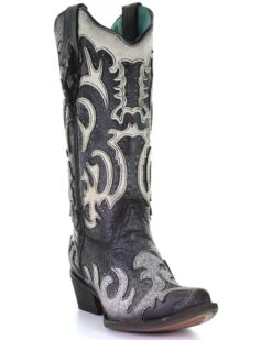 Corral Women's Gray Fur Overlay Western Boots - Snip Toe -Country Clothing Store 2000295318 001 P1